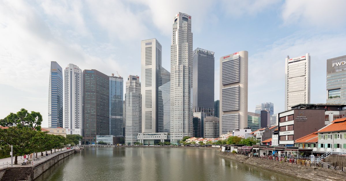Skyscrapers of Singapore's Central Business District by the Singapore River